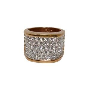 RSC Gold Plated Cubic Zirconia CZ Pave Clear Crystals Ring Size 6.5